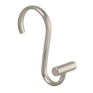 iDesign 76752 Metal T-Bar Shower Curtain Hooks Rust Resistant Rings for Kid's, Guest, Master Bathroom, 1" x 1.75" x 2.75", Set of 12, Satin