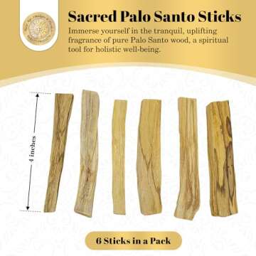 Sacred Palo Santo Wood Incense Sticks - New Age Smudges & Herbs | Harness 'Holy Wood' for Cleansing, Meditation & Energy | Ethically Sourced, Aromatic | 6 Premium Sticks for Spiritual Enrichment