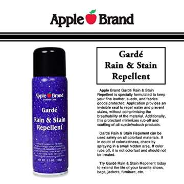 Apple Brand Garde Rain & Stain Water Repellent - Protector Spray For Handbags, Purses, Shoes, Boots, Accessories, Furniture - Won't Alter Color - Great For Vachetta