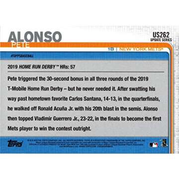 2019 Topps Update Baseball #US262 Pete Alonso Rookie Card - Wins 2019 Home Run Derby