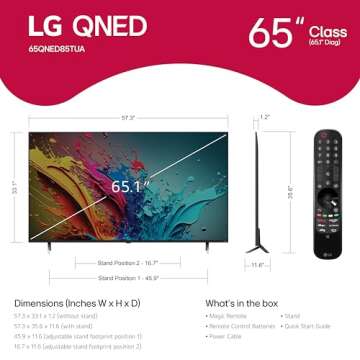 LG 65-Inch QNED85T Series LED Smart TV - 4K AI Processor with Alexa