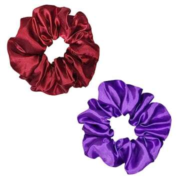 Sufermoe 12 Pcs Satin Silk Hair Scrunchies, 12 Assorted Red and Purple, 4.5 Inch Hair Ties for Women and Girls, Hair Accessories for Various Hairstyles