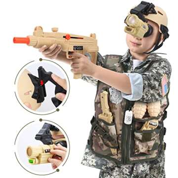 CAPTAIN CHAOWING 17 PCS Kids Army Costume, Military Soldier Dress up Role Play