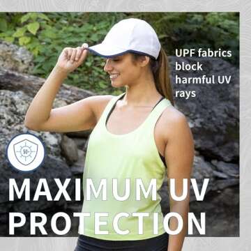 TrailHeads UV Protection Running Hats for Women, 50+ UPF - Summer Hats for Women Baseball Cap - Tennis, Golf, Gym, Workout White/Navy