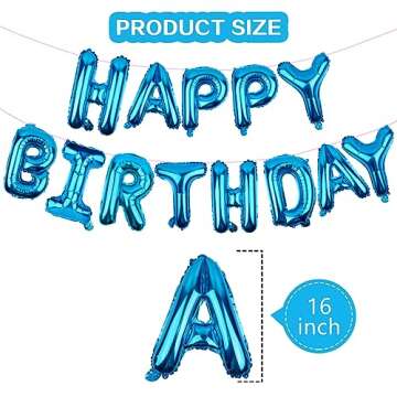 Happy Birthday Balloons Banner Blue 16 Inch Mylar Foil Letters | Inflatable Party Decor and Event Decorations for Kids and Adults | Reusable, Ecofriendly Fun