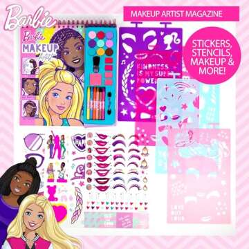 Horizon Group USA Barbie Makeup Artist Magazine,180+ Stickers, Crayons, Pretend Makeup & More