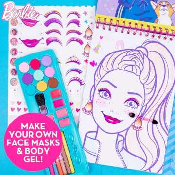 Horizon Group USA Barbie Makeup Artist Magazine,180+ Stickers, Crayons, Pretend Makeup & More