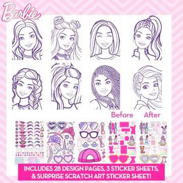 Horizon Group USA Barbie Makeup Artist Magazine,180+ Stickers, Crayons, Pretend Makeup & More