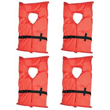 Absolute Outdoor Kent Clear Storage Bag with Type II Life Jackets, 4 Each (Adult, Orange)