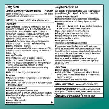 Amazon Basic Care Aspirin 81 mg Pain Reliever (NSAID) Chewable Tablets, Low Dose , Orange Flavor, 108 Count (3 Packs of 36)