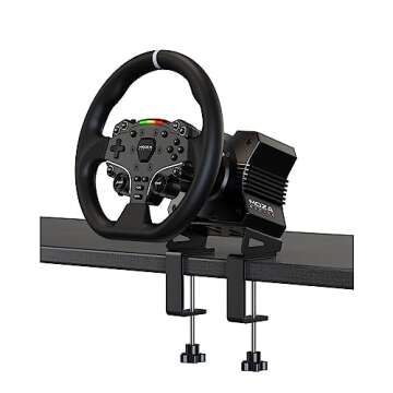 MOZA R5 All-in-One PC Gaming Racing Simulator 3PCS Bundle: 5.5Nm Direct Drive Wheel Base, 11-inch Racing Wheel, Anti-Slip Pedals and a Desk Clamp, Cloud-based App Control (Renewed)