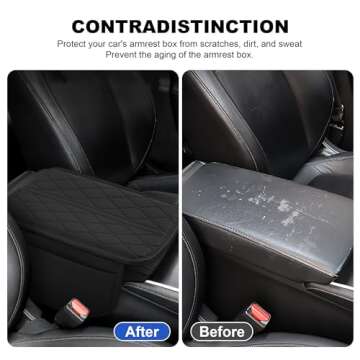 frani Car Center Console Cover,Leather Car Armrest Cover with 2 Storage Bags,Universal Car Arm Rest Cover,Car Interior Accessories Protector for Most Vehicle Black