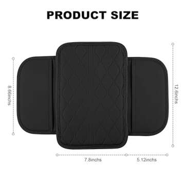 frani Car Center Console Cover,Leather Car Armrest Cover with 2 Storage Bags,Universal Car Arm Rest Cover,Car Interior Accessories Protector for Most Vehicle Black