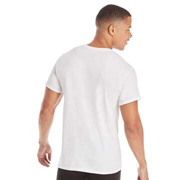 Hanes Cotton Undershirts, Moisture-Wicking Crew Tees, Multi-Packs Available, 3 Pack-White, Size Medium