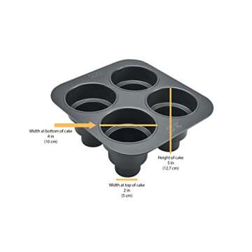 Chicago Metallic 26633 Multi Tier Cake Pan 4 Cavity, 10.6 x 9.60 x 4.5 Inch, Gray, 6-Cup