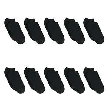 Hanes Womens Value Pack, No Show Soft Moisture-wicking Socks, Available In 10 And 14-packs, Black - 10 Pack, 5-9 US