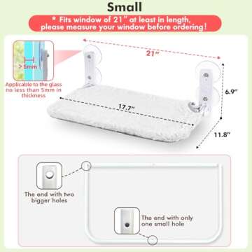 AMOSIJOY Cordless Cat Window Perch, Cat Hammock for Wall with 4 Suction Cups, Anchor&Screw for Two Ways of Installation, Solid Metal Frame and Reversible Cover, Foldable Cat Beds for Indoor Cats