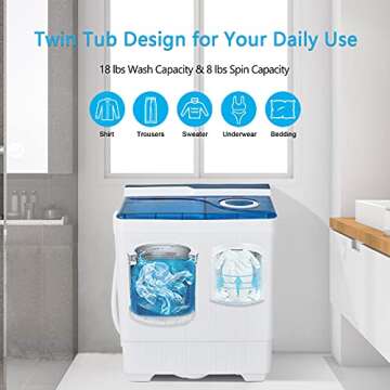 COSTWAY Compact Twin Tub Washing Machine 26 lbs