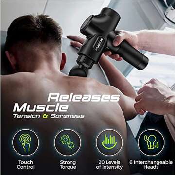 Fusion Black Pro Muscle Massage Gun Deep Tissue Percussion Muscle Massager Gun for Athletes Pain Relief Therapy and Relaxation, Percussion Therapy Chiropractor Massager, Body Massager (Black)