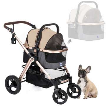 HPZ Pet Rover Prime 3-in-1 Luxury Dog/Cat Stroller - Versatile Carrier & Car Seat