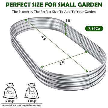 Raised Garden Bed Outdoor Kit for Vegetables, Galvanized Planter Raised Beds and Gloves for Gardening Metal Planter Boxes Garden Beds Water Trough Stock Tank for Vegetables Flower Vego Herb(4x2x1ft)