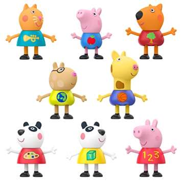 Peppa Pig School Classroom Toy Figures 8-Pack, Peppa Pig, George Pig, Peggi Panda, Candy Cat and More, Back to School Gifts for Kids, Ages 3+ (Amazon Exclusive)