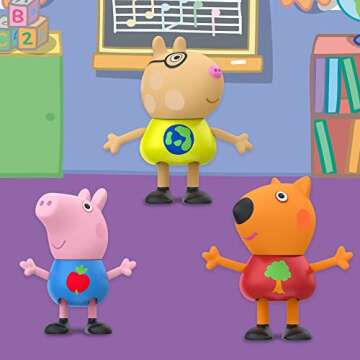 Peppa Pig School Classroom Toy Figures 8-Pack, Peppa Pig, George Pig, Peggi Panda, Candy Cat and More, Back to School Gifts for Kids, Ages 3+ (Amazon Exclusive)