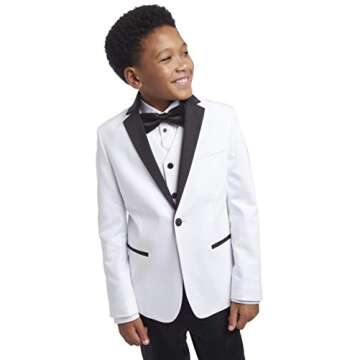 Calvin Klein Boys' Legacy Blazer Jacket, White Tuxedo, 10