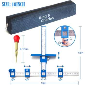 King&Charles Cabinet Hardware Jig, Cabinet Handle Jig with Automatic Center Punch, Cabinet Jig for Handles and Pulls on Drawers/Cabinets, Cabinet Hardware Template Tool Perfect Set.