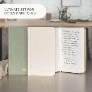 ZICOTO Aesthetic Linen Pocket Notebooks Set Of 3 For Women & Men - Small Pocket Size 3x5 Notepads With Lined Pages - Cute Linen Mini Note Pads to Stay Organized and Boost Productivity