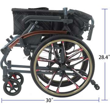 Lightweight Magnesium Wheelchair - Portable & Foldable