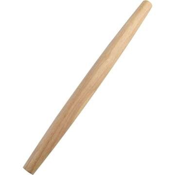 French Rolling Pin (18 Inches) –WoodenRoll Pin for Fondant, Pie Crust, Cookie, Pastry, Dough –Tapered Design & Smooth Construction - Essential Kitchen Utensil