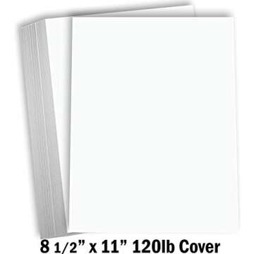 Hamilco White Cardstock Thick Paper 8 1/2 x 11" Heavy Weight 120 lb Cover Card Stock - 50 Pack