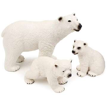 UANDME Polar Animal Toy Figurines Set, Includes Polar Bear Family & Emperor Penguin Family Figures