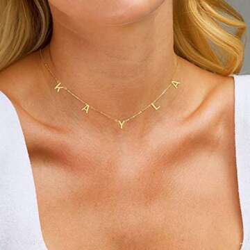 Yopicks Custom Initial Necklace, Personalized Name Necklaces for Women 14K Gold Plated Letter Necklace Name Necklace Mama Necklace | Graduation Gifts Birthday Gifts for Women