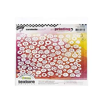 Carabelle Studios Art Printing Rubber Texture Stamp Rectangle, Scribble Circles, for Gel Monoprint Plates, 16,5 x 16,5 cm, Transparent