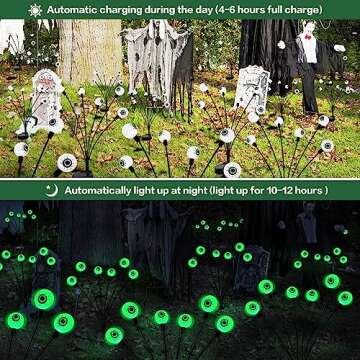 BeHiller Halloween Decorations Outdoor Solar Scary Eyeball Lights,2PACKS 12LED Green Eyeball Swaying Firefly Lights,Waterproof Solar Halloween Path Lights for Yard/Garden/Lawn/Party Decor