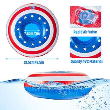 Inflatable Patriotic Drink Holder Patriotic Inflatable Cup Coasters Pool Drink Cup Holder Floats for Summer Pool Party and Fun Bath Shower Toys (6 Pieces)