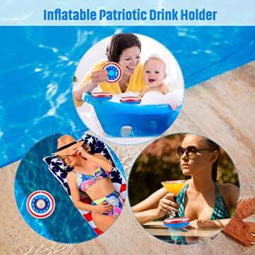 Inflatable Patriotic Drink Holder Patriotic Inflatable Cup Coasters Pool Drink Cup Holder Floats for Summer Pool Party and Fun Bath Shower Toys (6 Pieces)