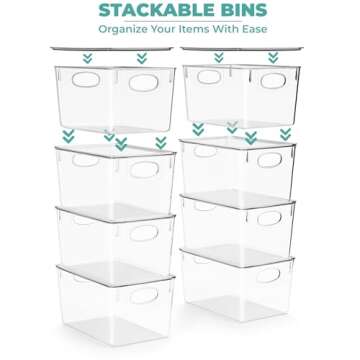 Sorbus Large Plastic Storage Bins with Lids - for Kitchen Organization, Pantry Organizers and Storage, Fridge Organizer, Cabinet Organizer, Refrigerator Organizer Bins - Clear Storage Bins (4 pack)