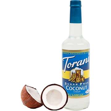 Torani Sugar Free Coffee Syrup, Coconut Flavored Syrup for Drinks, Zero Calorie, Pump Included, 25.4 Fl Oz