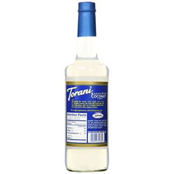 Torani Sugar Free Coffee Syrup, Coconut Flavored Syrup for Drinks, Zero Calorie, Pump Included, 25.4 Fl Oz