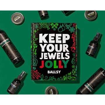 Ballsy Gift Set For Men, Jolly Jewels Pack, Includes Body Wash, Deodorizing Spray, and Cologne Rub, Men Hygiene Products, Mens Body Care, Ball Wash For Men Christmas Gift pack, Ocean and Air