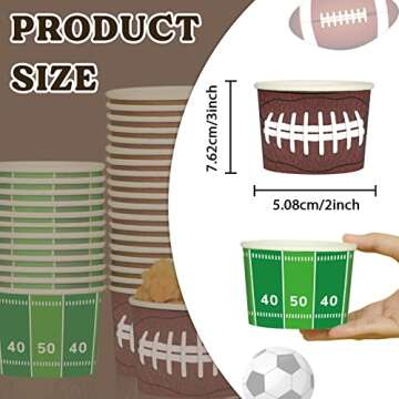 gisgfim Football Party Snack Bowls Supplies for 50 Guests Disposable 9 oz Football Chili Serving Snack Bowls Paper Treat Cups Bucket for Game Day Football Sports Events Food Birthday Party