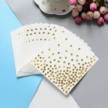 50 Pack Disposable Gold Foil Cocktail Napkins | Birthday Wedding Baby/Bridal Shower Celebration/Party/Event | Dessert/Cake table, 3-Ply, Unfolded 10" x 10", Folded 5" x 5"