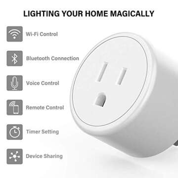 Aoycocr Smart Plug 4-Pack, Bluetooth Wi-Fi Smart Outlet for Smart Home, Remote Control Lights and Devices from Anywhere, No Hub Required, ETL Certified