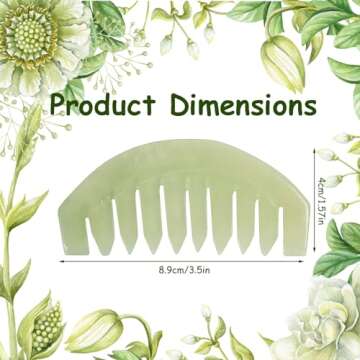 Janedream Jade Stone Gua Sha Comb Traditional Massage Tools for Scalp Head Hair Facial Manual Scalp Massagers with Acupuncture Head Therapy Trigger Point Treatment