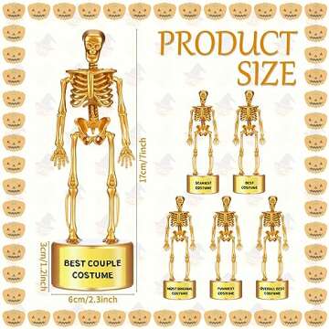 12 Pieces Halloween Costume Skeleton Trophies 6.7 x 2.4" Halloween Skull Plastic Gold Trophy Halloween Skeleton Costume Contest Event Awards for Adults Contest Awards Prizes Goodie Bag Fillers