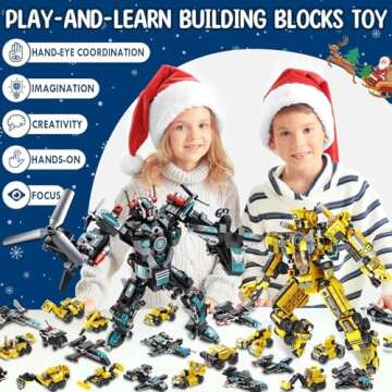 Asoulin Advent Calendar 2024 Boys, 24 Days STEM Robot Building Blocks Christmas Countdown Calendar Gift Box, 25-In-1 Construction Truck Engineering Vehicles Brick Toy Kit for Boy Girl Kids Teen Age 6+