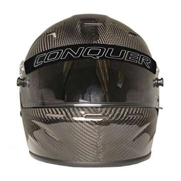 Conquer Carbon Fiber Full Face Auto Racing Helmet Snell SA2020, Medium